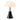 Garnet black floor lamp with white petal-shaped glowing shade, brushed steel telescopic stem and flared base