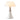 Garnet white floor lamp with glowing petal-shaped shade, brushed steel telescopic stem and flared white base