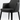 Close-up of the Simone black dining chair padded seat, stitched armrest and black wooden legs